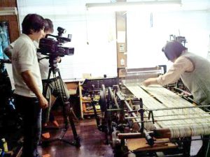 長井紬織物工場での産業PR動画撮影